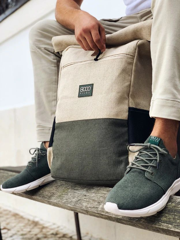 Sustainable 8000Kicks men's and women's shoes and packbacks made of hemp