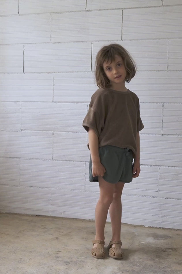 Kid's Huali Waffle Organic Cotton Shorts Blue