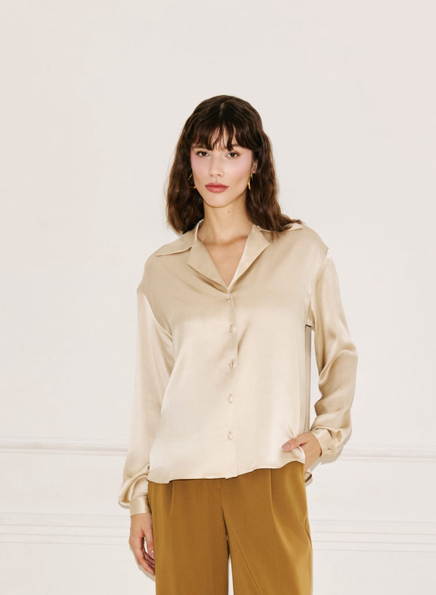 Rita Silk Shirt Beige