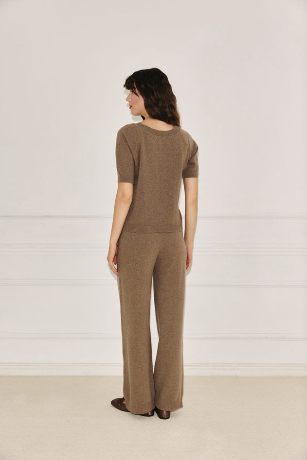 Amelié taupe short sleeve sweater