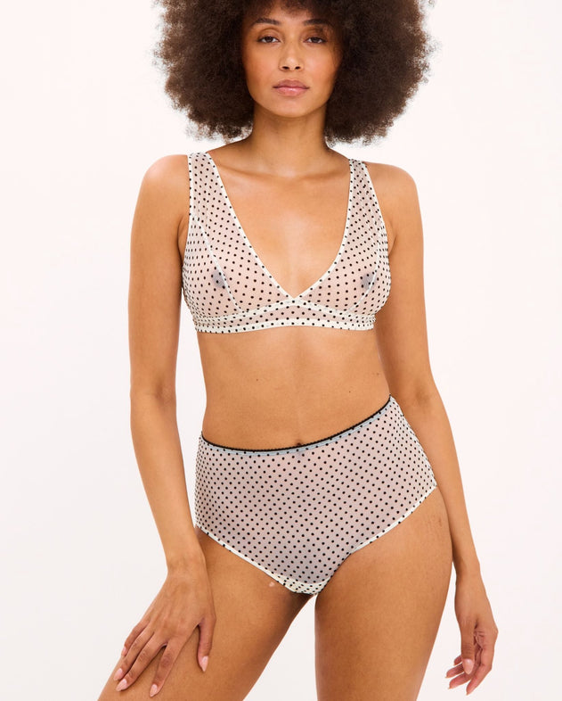 Mesh Highwaist Briefs Cream/Black