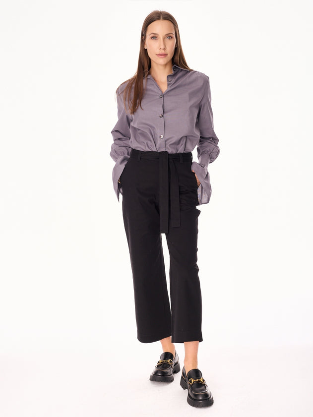 Remo Straight Cut 7/8 Cotton Trousers Black