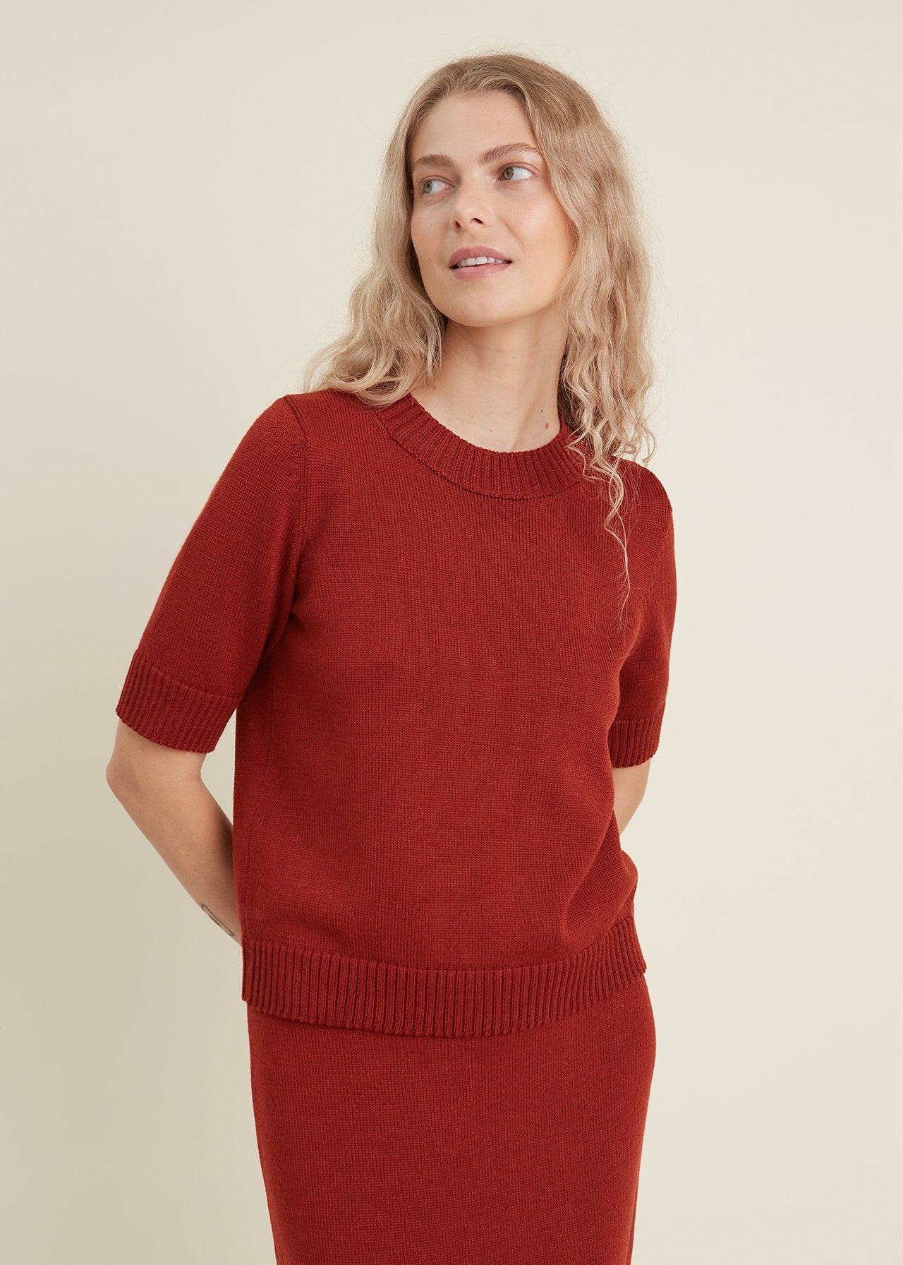 Knitted Merino Wool Top Rust