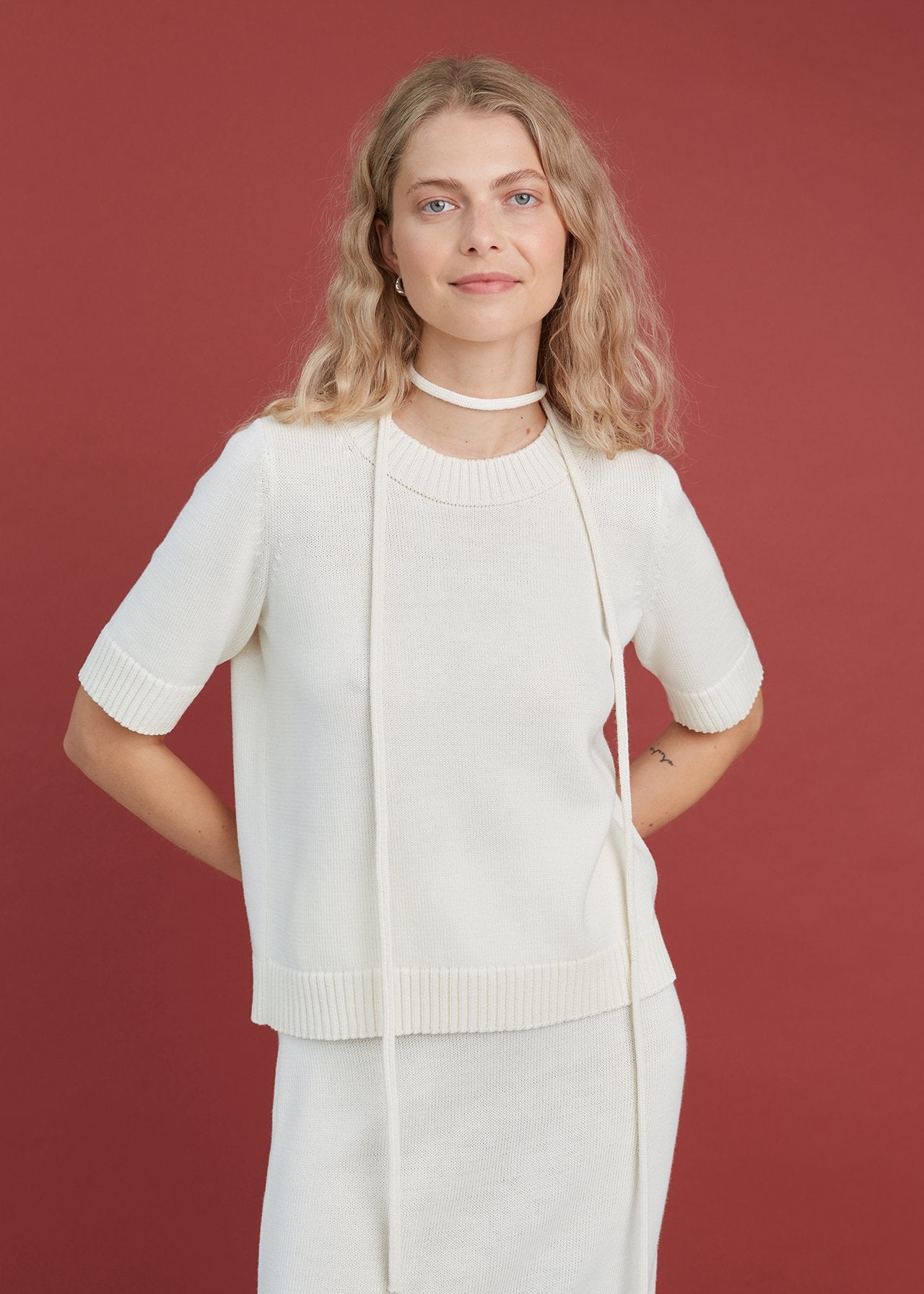 Knitted Merino Wool Top Natural White