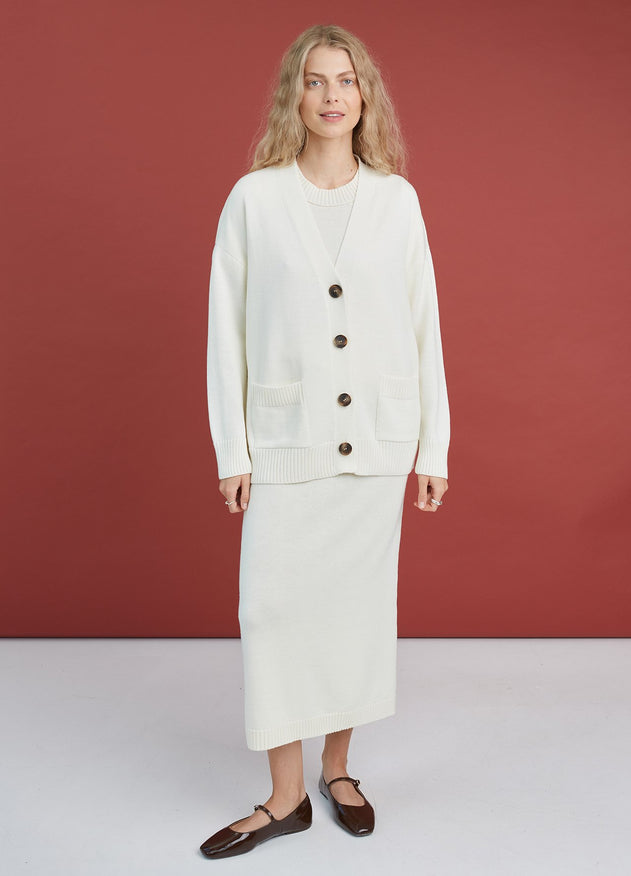 Knitted Merino Wool Skirt Natural White