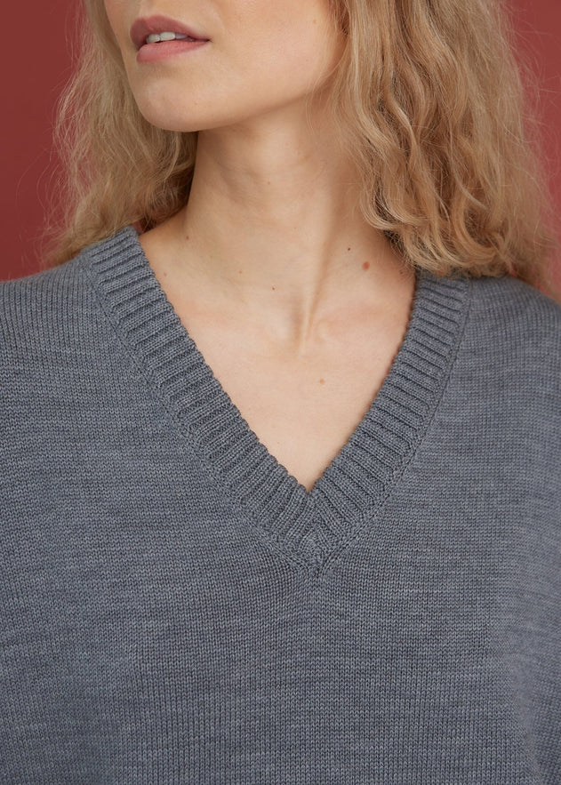 Knitted Merino Wool V-neck Sweater & Shorts Set