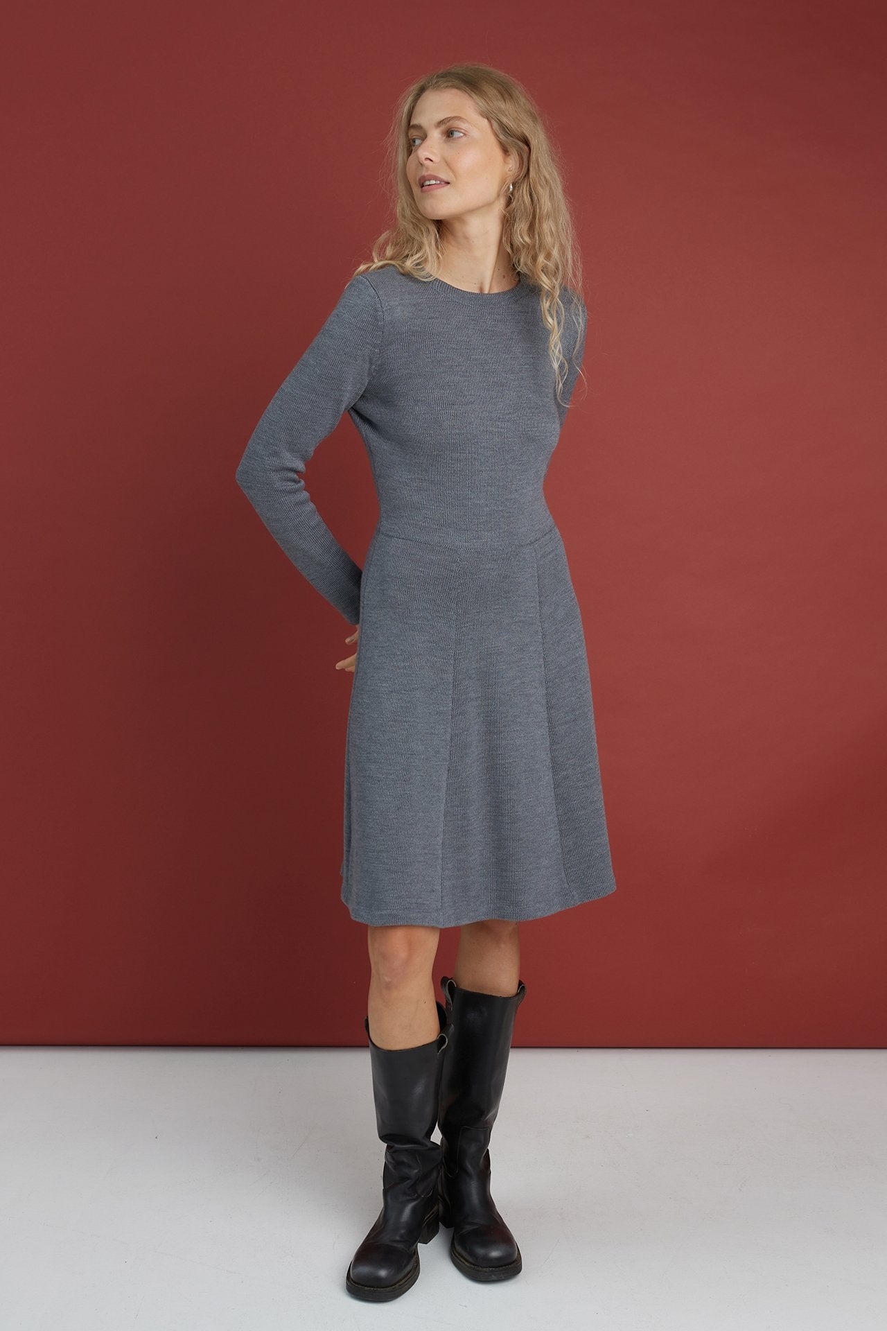 Mini Knitted Merino Wool A-Line Dress