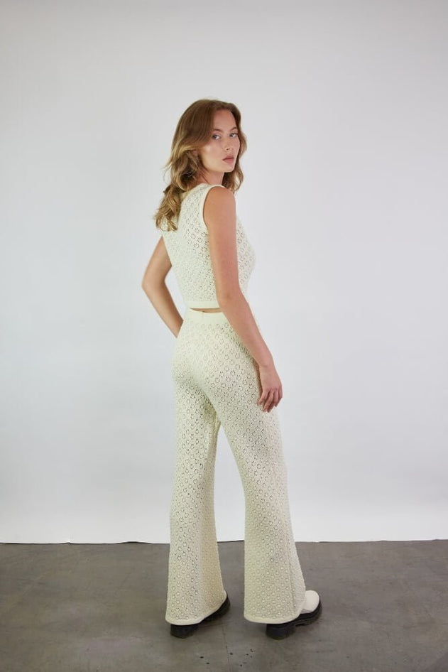 Knitted Merino Wool Lace Crop Top