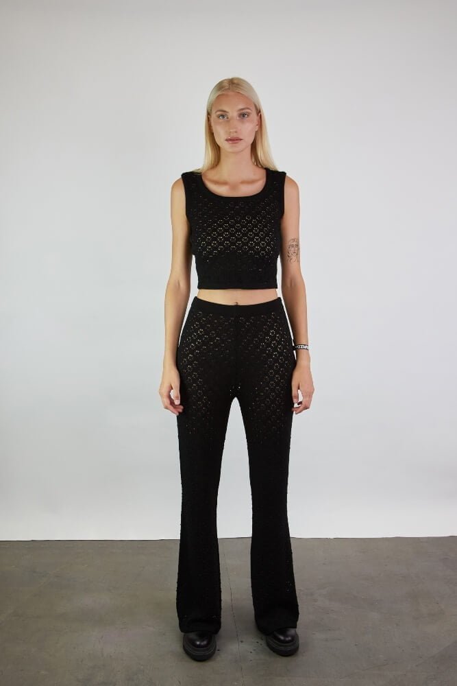Knitted Merino Wool Lace Crop Top