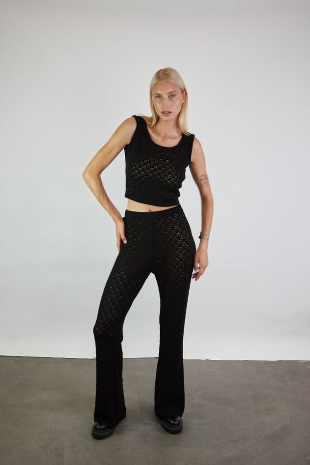 Knitted Merino Wool Lace Crop Top