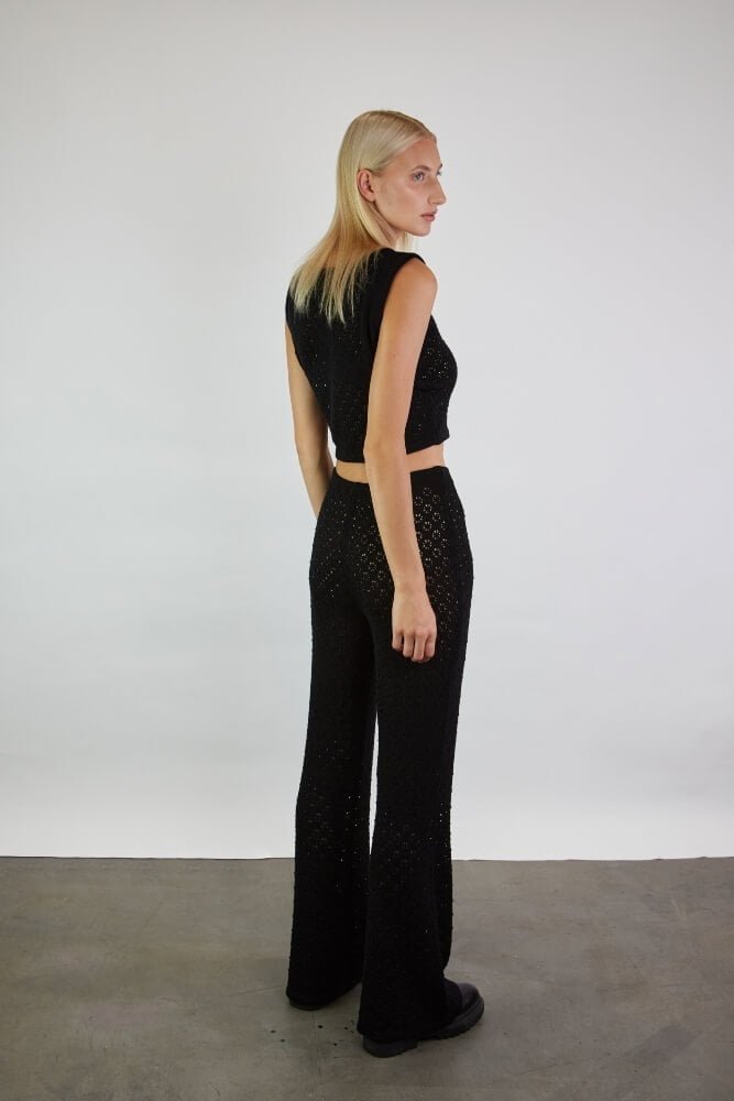 Knitted Merino Wool Lace Crop Top