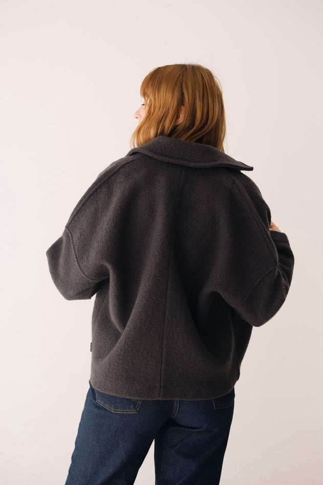 Merino Wool Short Coat in Grey