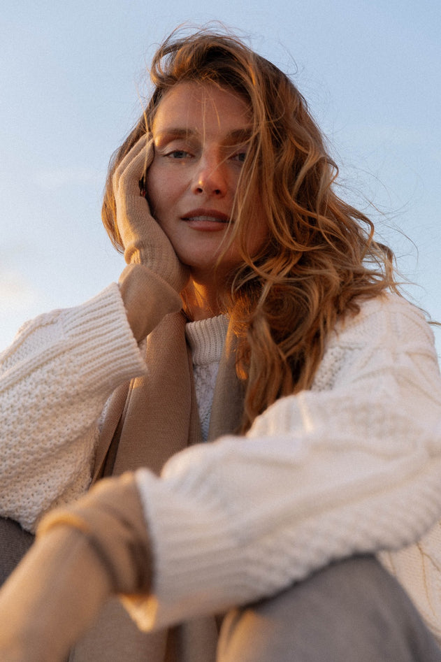 Via Merino Wool Scarf Beige