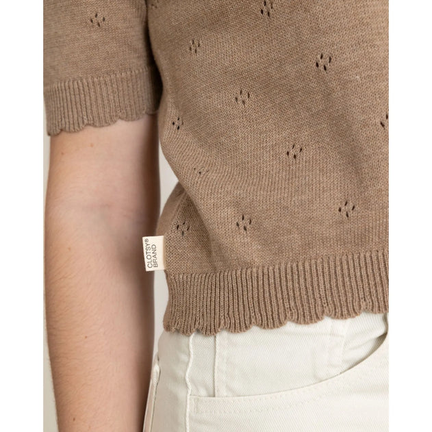 Short Sleeve Knit Sweater Mocha