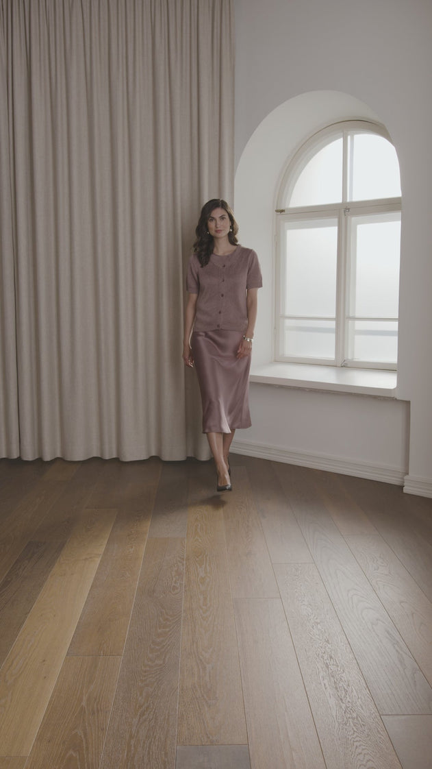 Short Sleeve Linen Blend Cardigan Mauve