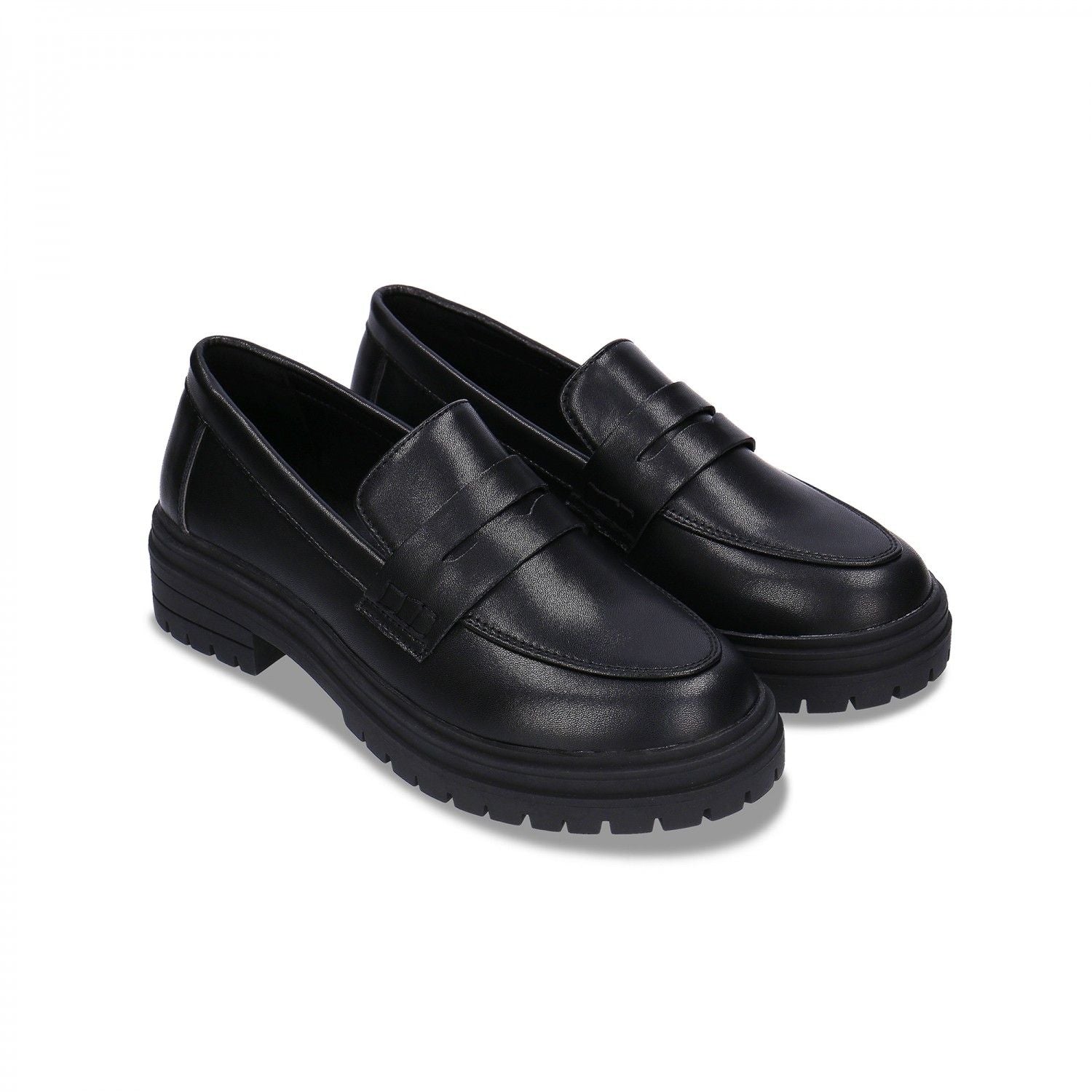 Fiore Black Vegan Loafer Chunky Sole