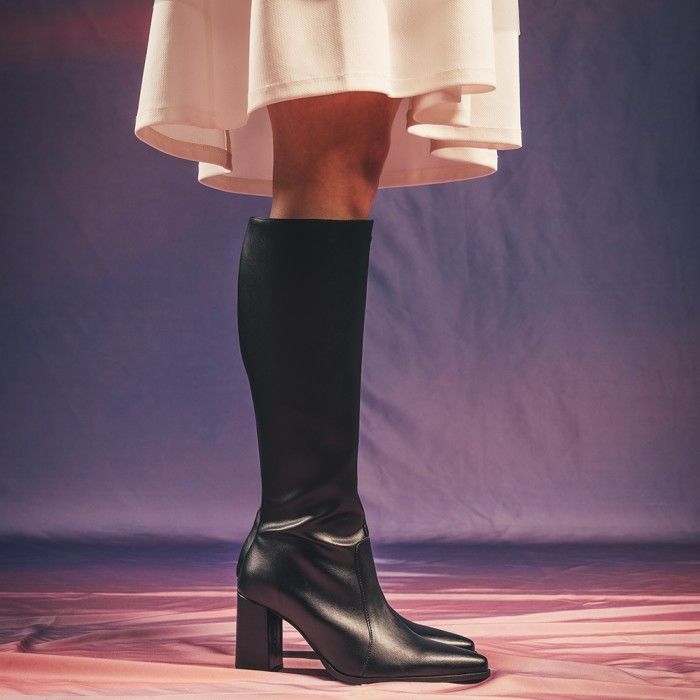 Iona Black High Heel Knee Boots