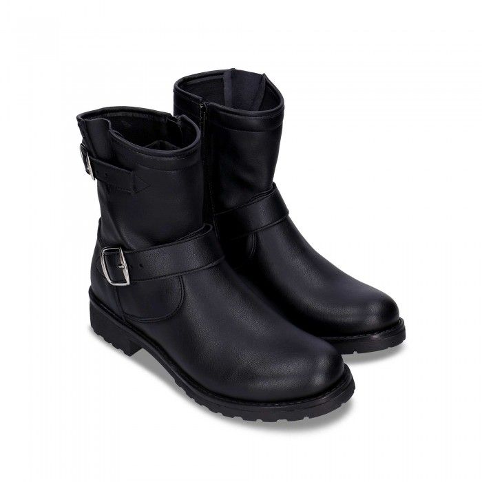 Odet Black Boot Ankle Biker Vegan