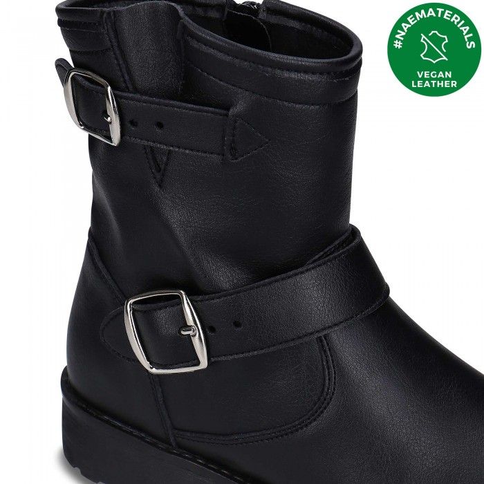 Odet Black Boot Ankle Biker Vegan