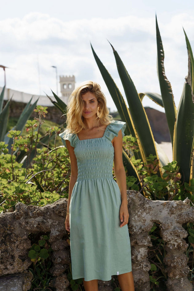 Ariela Linen Dress Desert Sage