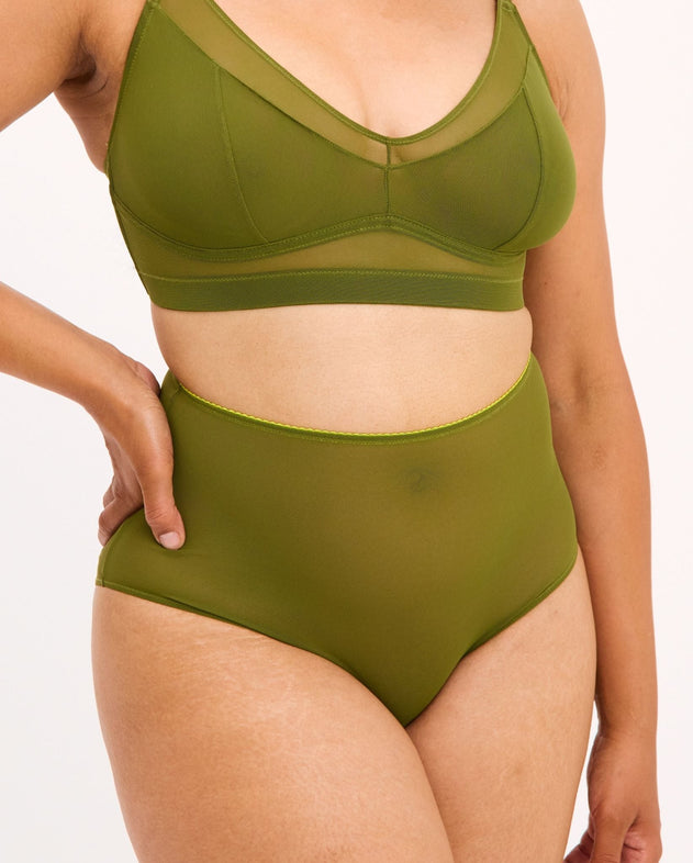 Mesh Highwaist Briefs Olive