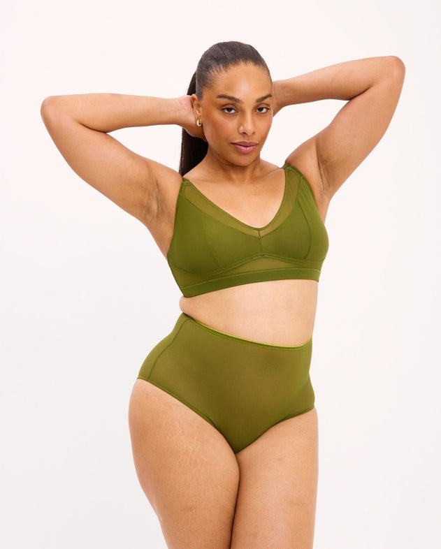 Mesh Highwaist Briefs Olive