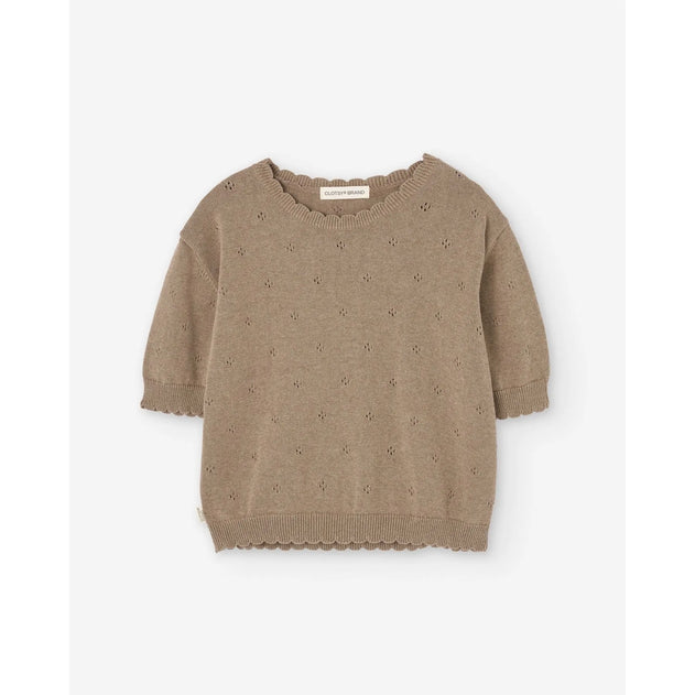 Short Sleeve Knit Sweater Mocha