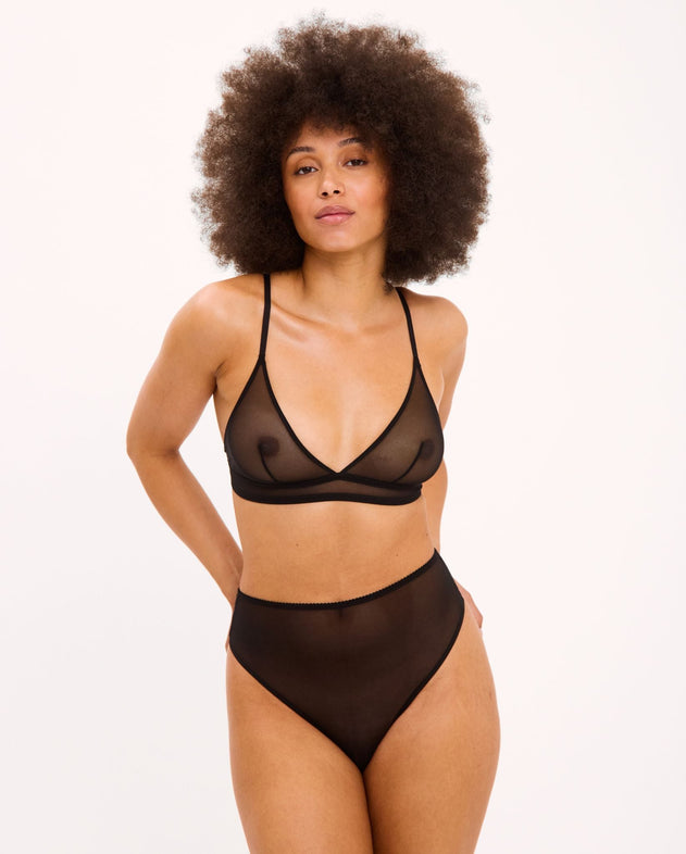 Mesh Triangle Bralette Black