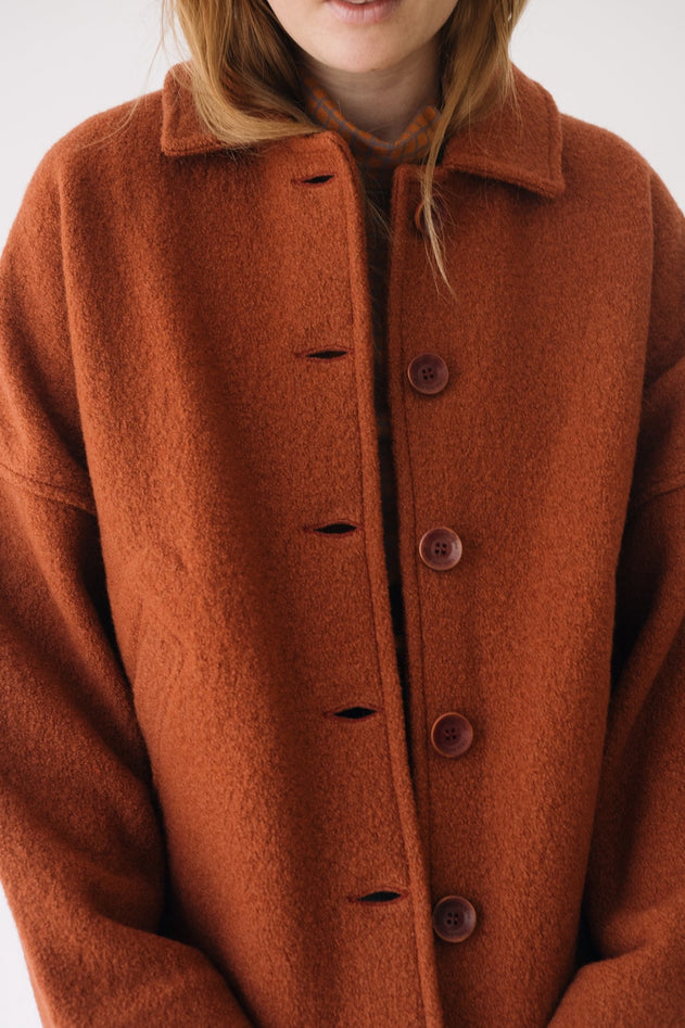 Merino Wool Short Coat in Red