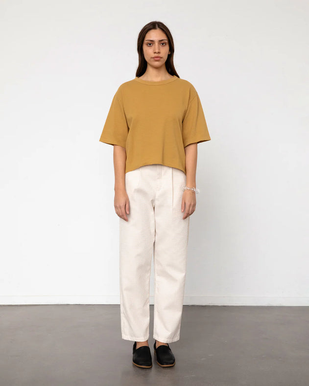 Cropped Waffle T-Shirt Mustard Yellow