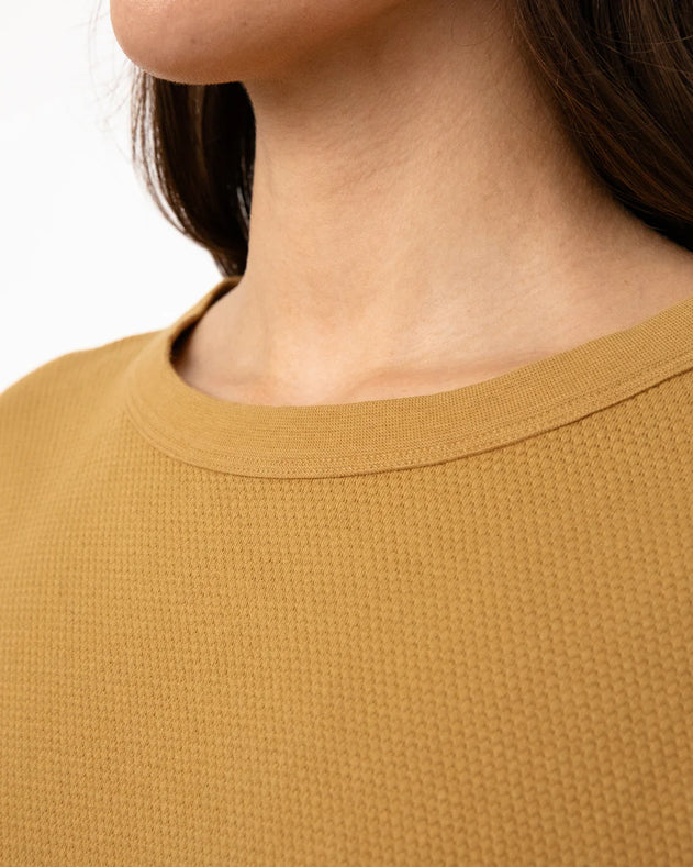 Cropped Waffle T-Shirt Mustard Yellow