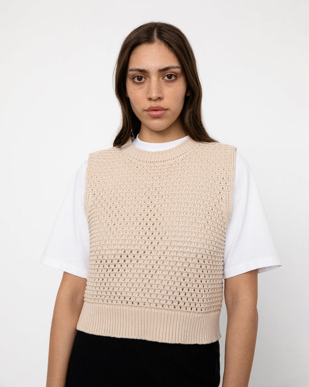 Knit Vest Natural Beige
