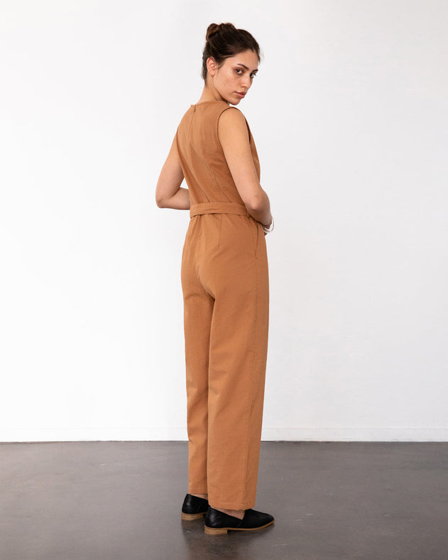Jumpsuit Seersucker Caramel Brown