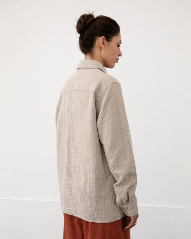 Casual Unisex Shirt Washed Sand