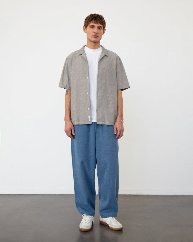 Bowling Shirt Grey Micro Stripe