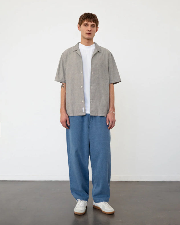 Bowling Shirt Grey Micro Stripe
