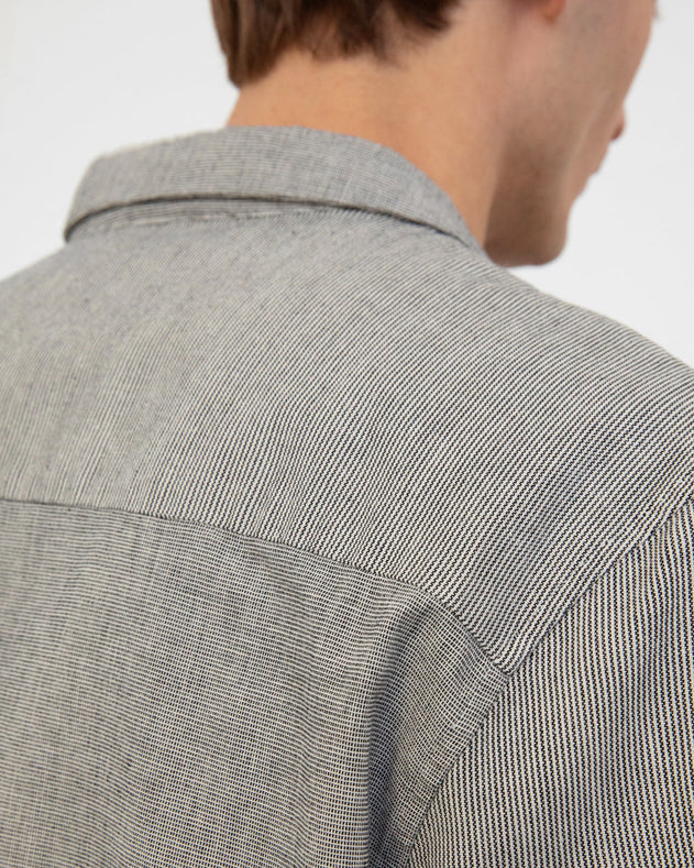 Bowling Shirt Grey Micro Stripe