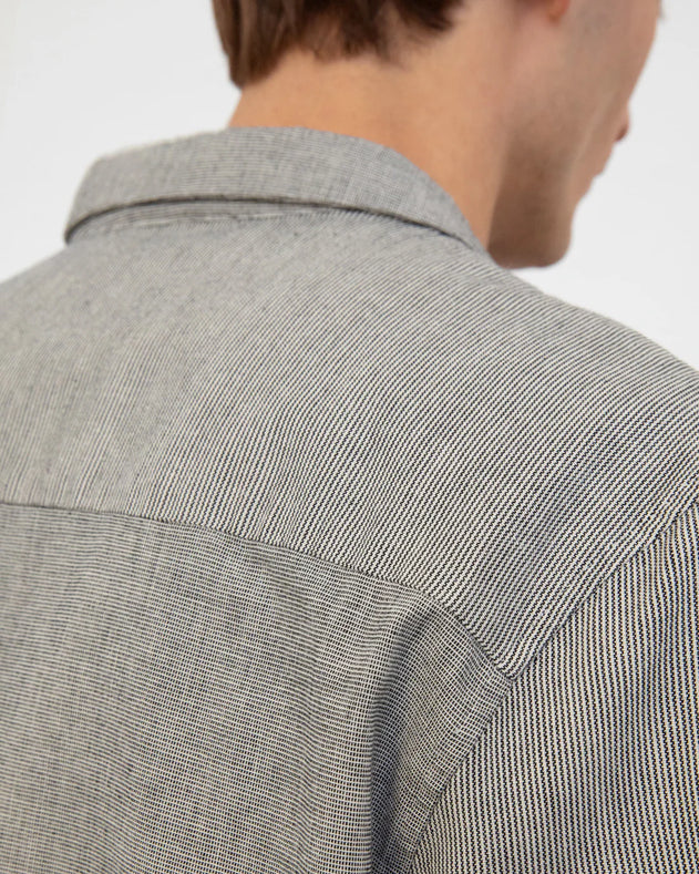 Bowling Shirt Grey Micro Stripe