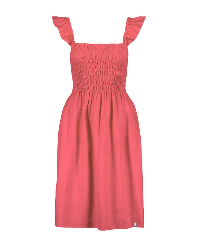 Ariela Linen Dress Sunset Coral