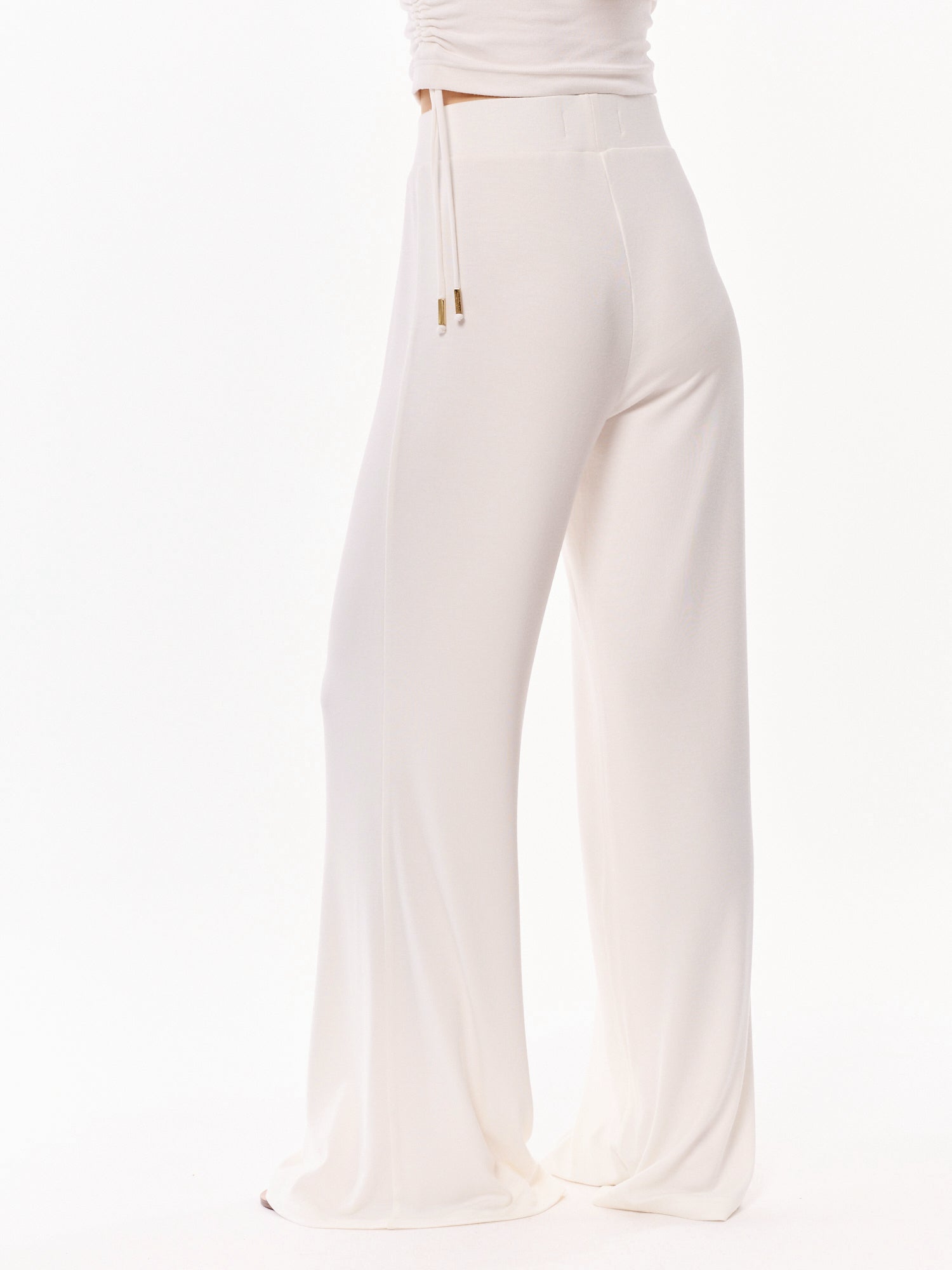 Ivy High Waist Viscose Pants Ecru