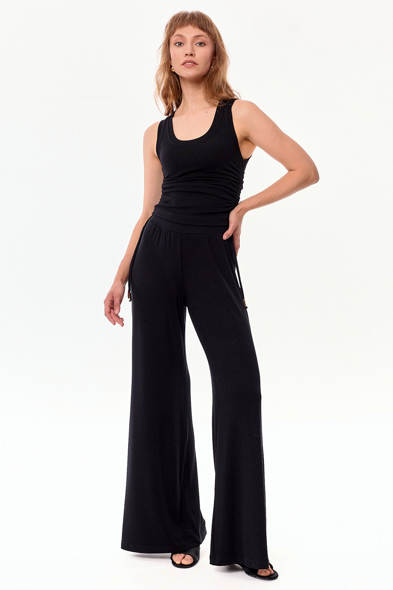 Ivy High Waist Viscose Pants Black