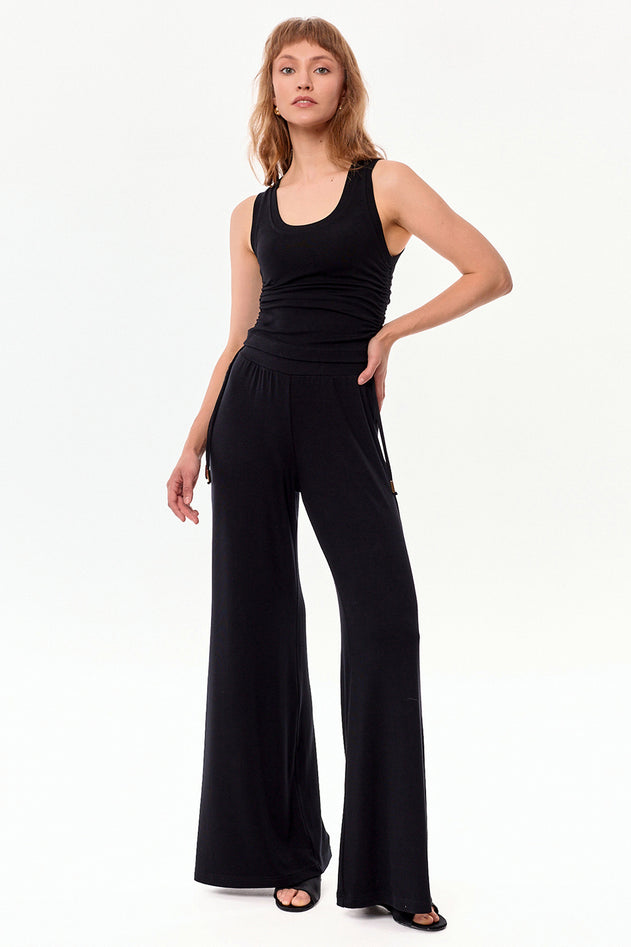 Ivy Adjustable Viscose Crop Top Black