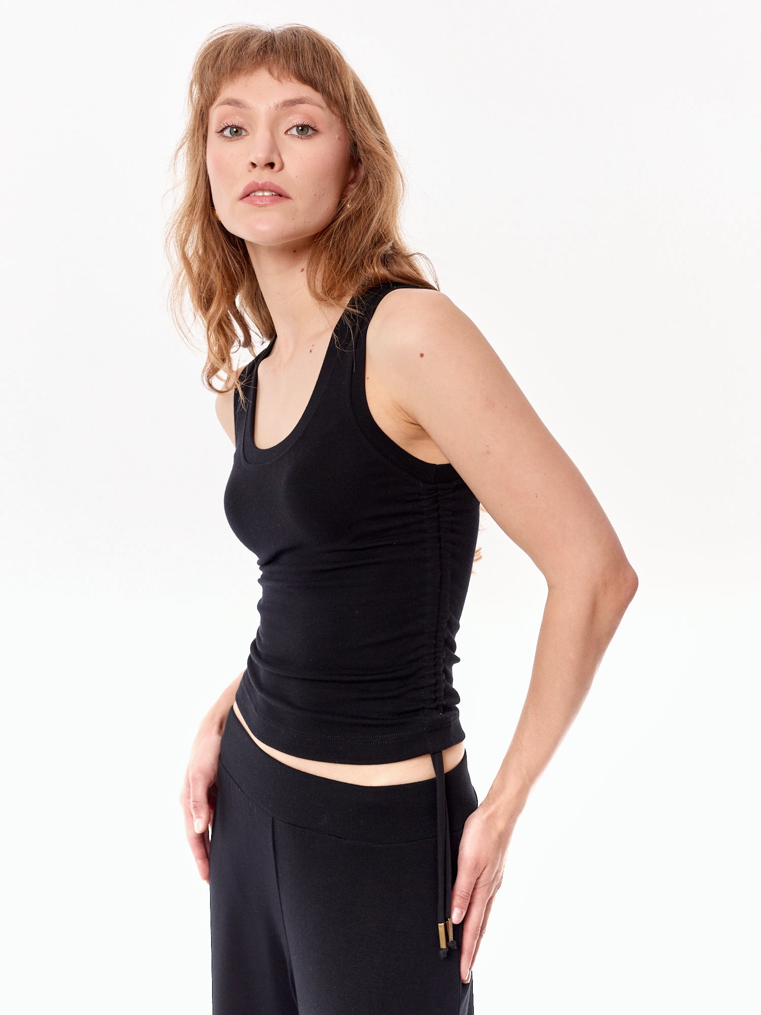 Ivy Adjustable Viscose Crop Top Black