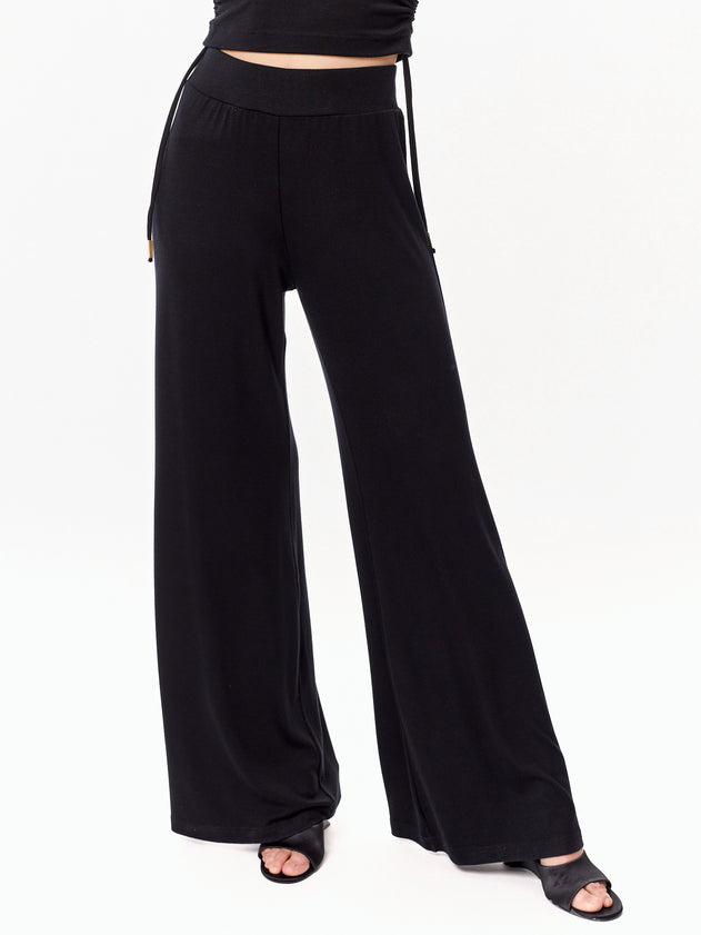 Ivy High Waist Viscose Pants Black