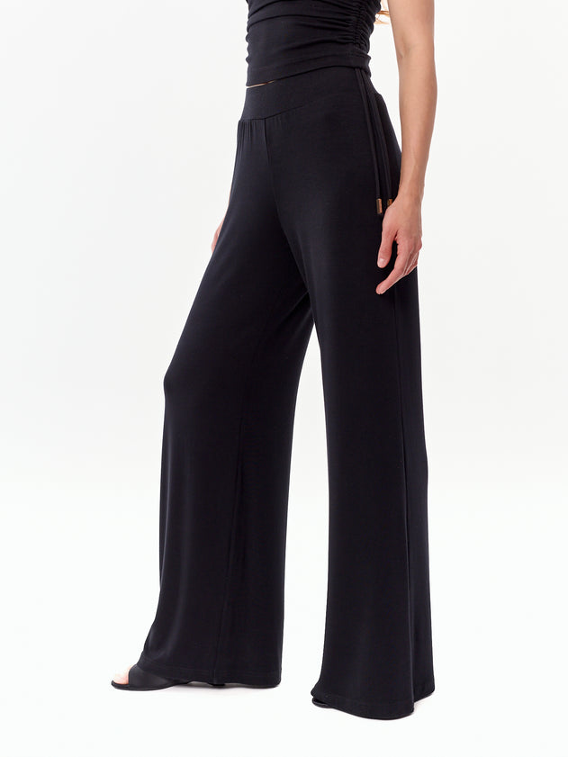 Ivy High Waist Viscose Pants Black