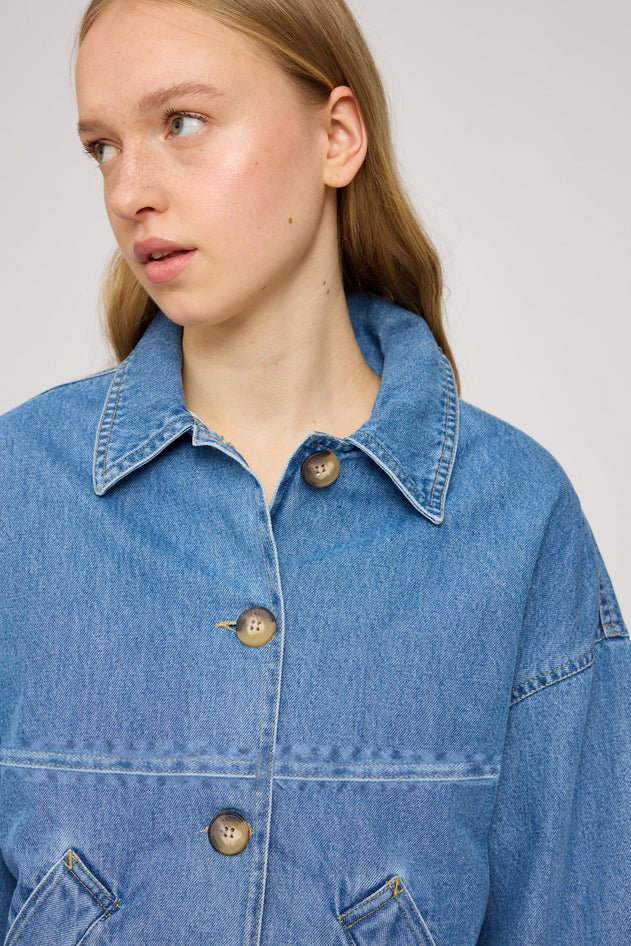 Short Denim Jacket With Buttons