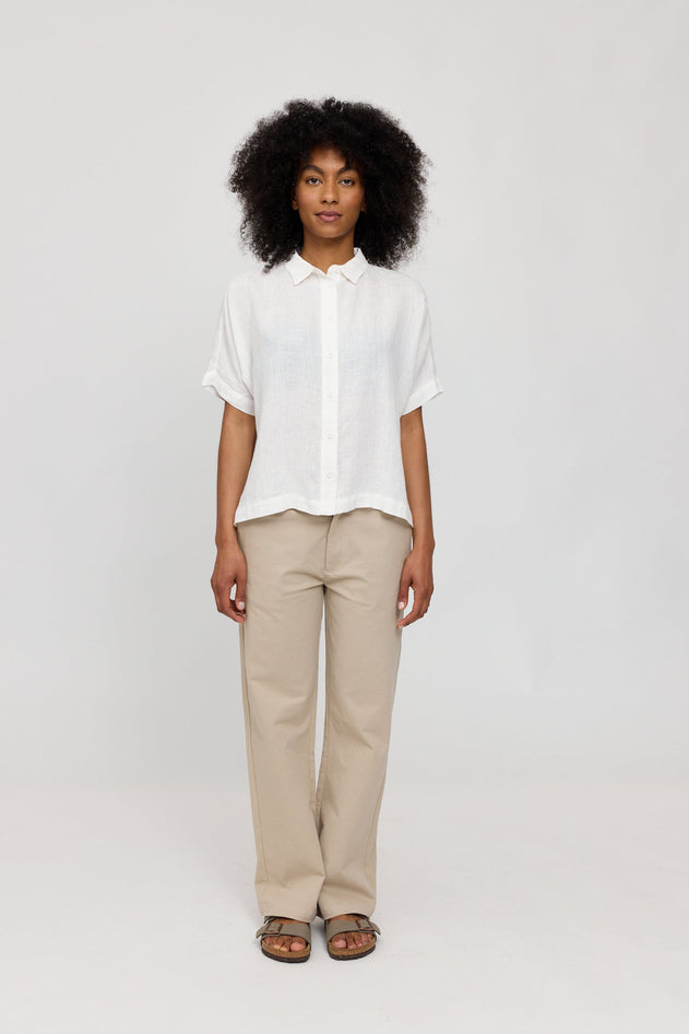Women's Short Sleeve Linen Shirt