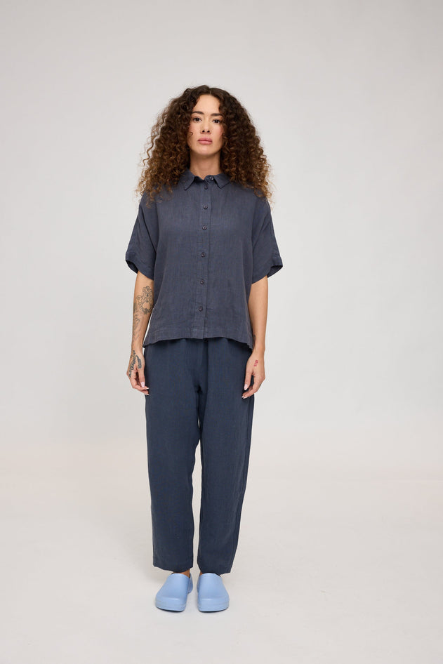 Women's Short Sleeve Linen Shirt