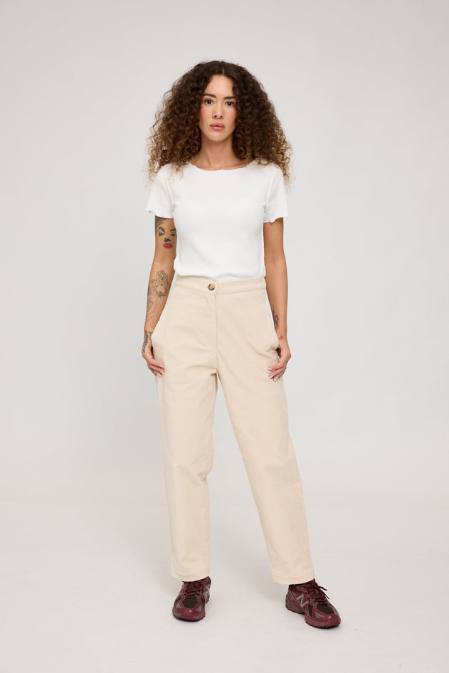 Barrel Leg Corduroy Pants