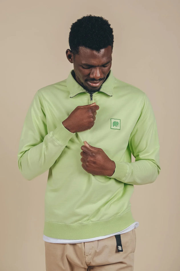 Men's Sauce Pigment Quarter Zip Sweater Spring Green